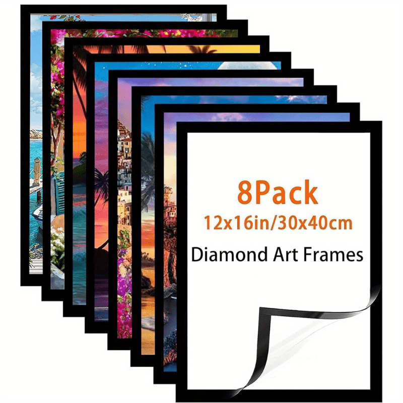 

Modern Magnetic Frames Set Of 8, Self-adhesive Resin Picture Frames For Wall & Tabletop, 12x16 Inch Horizontal Display, Wall Mount, Oblong Shape For 30x40cm Diamond Painting Canvas