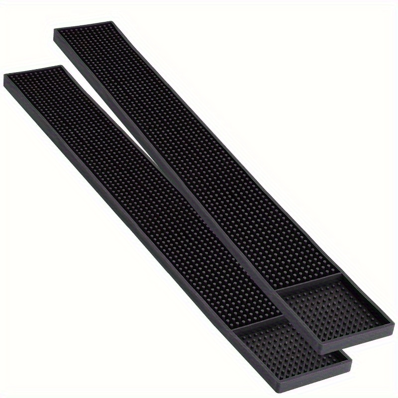 

1pc Non-slip Rubber Bar Mat - Square Drainage Coaster For Cups, Heat-resistant Rectangular Pad For Restaurants & Bars