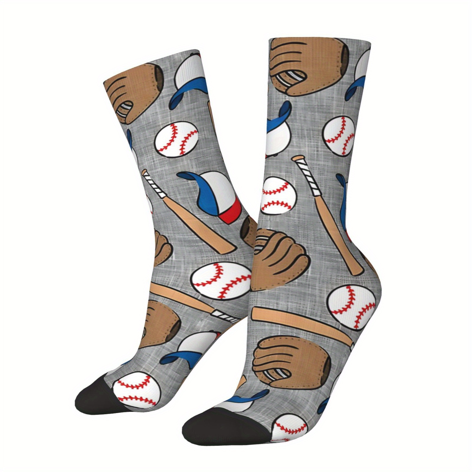 

Retro Baseball-themed Compression Socks: Unisex, Harajuku-style, Seamless Printed, Funny Novelty, Crew Socks For Men - Perfect Gift For Baseball Fans