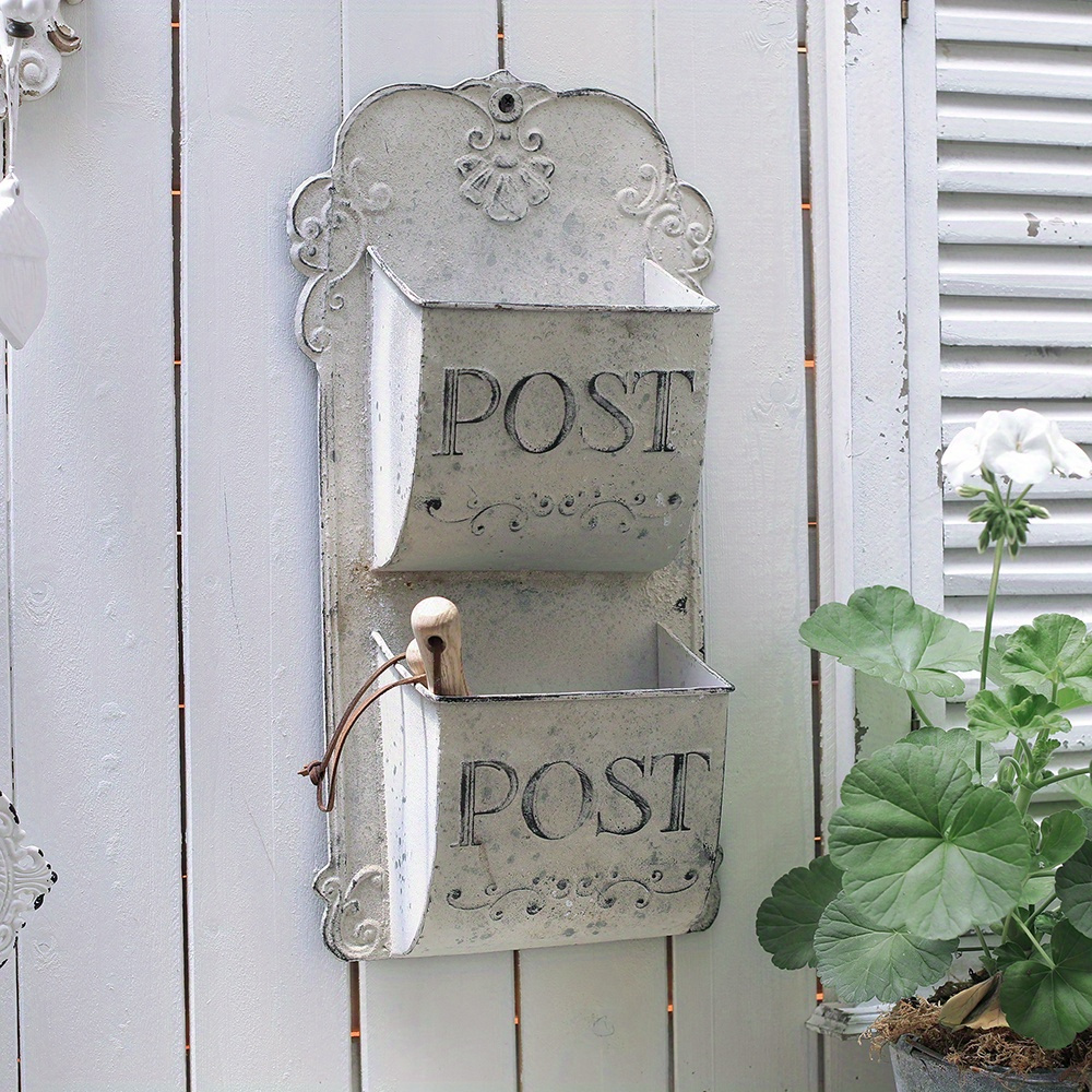 

Message Letter Box Wall Mounted Post Farmhouse Post Wall Mounted Mailbox Metal Decoration Crafts French Storage Box Home Decoration