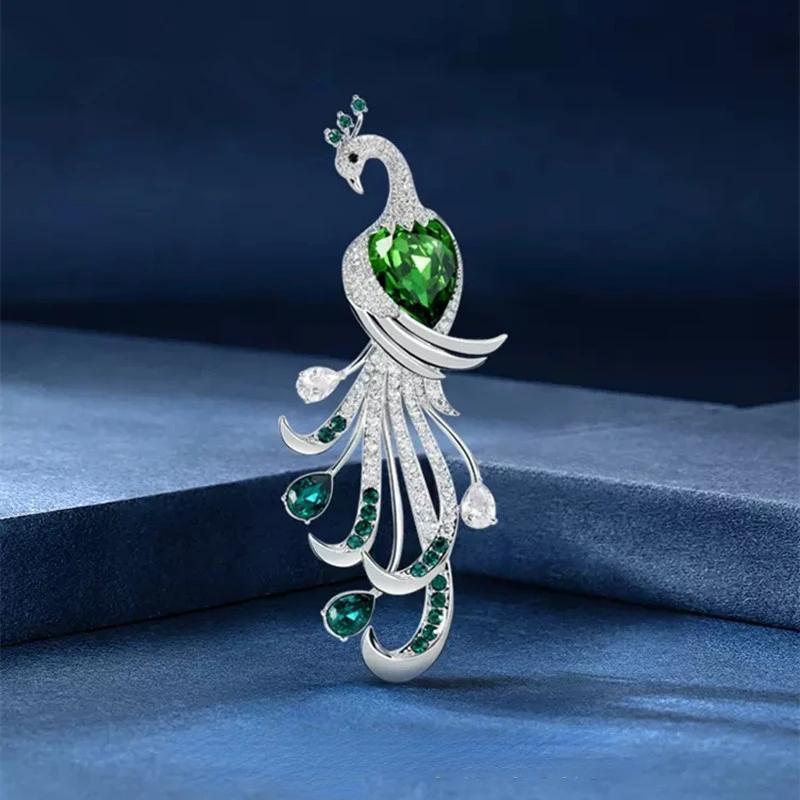 E-shop Herren Vintage Grüne Pfau Brosche - Eine Tier-Anstecknadel für elegante Damenmode-Accessoires
