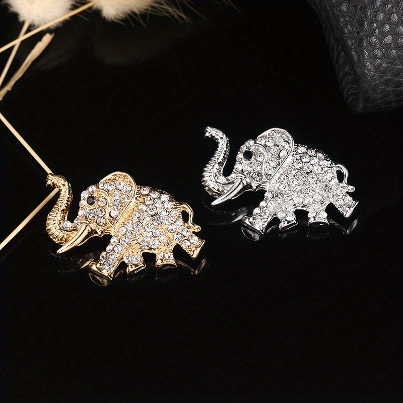 

Luxury Crystal Animal Brooch, Vintage-style Elephant Design, Rhinestone Embellished, Fashionable Pin For Women And Men's Clothing