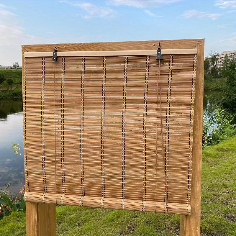 Image of Bamboo Roll-up Roman Shades, Sun-blocking Curtains, Suitable For Home Light Filtering, Indoor, Outdoor, And Patio Use