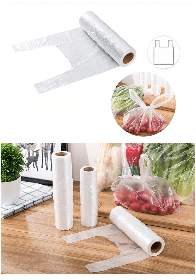 100pcs roll vest food freshness protection package large refrigerator rolling bag household food bag disposable thickened hand tear bag vegetable bag roll food storage bag suitable for kitchen bags such as vegetable bread 16 5 13 78inch details 0