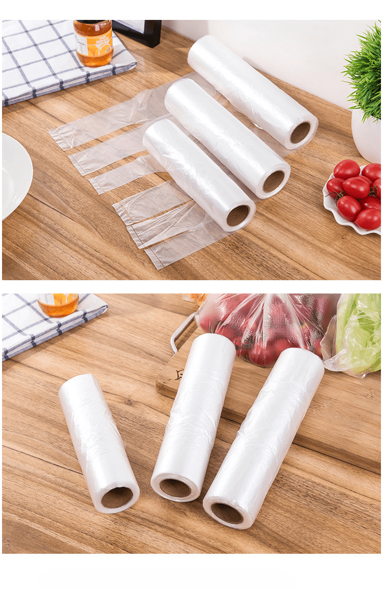 100pcs roll vest food freshness protection package large refrigerator rolling bag household food bag disposable thickened hand tear bag vegetable bag roll food storage bag suitable for kitchen bags such as vegetable bread 16 5 13 78inch details 3