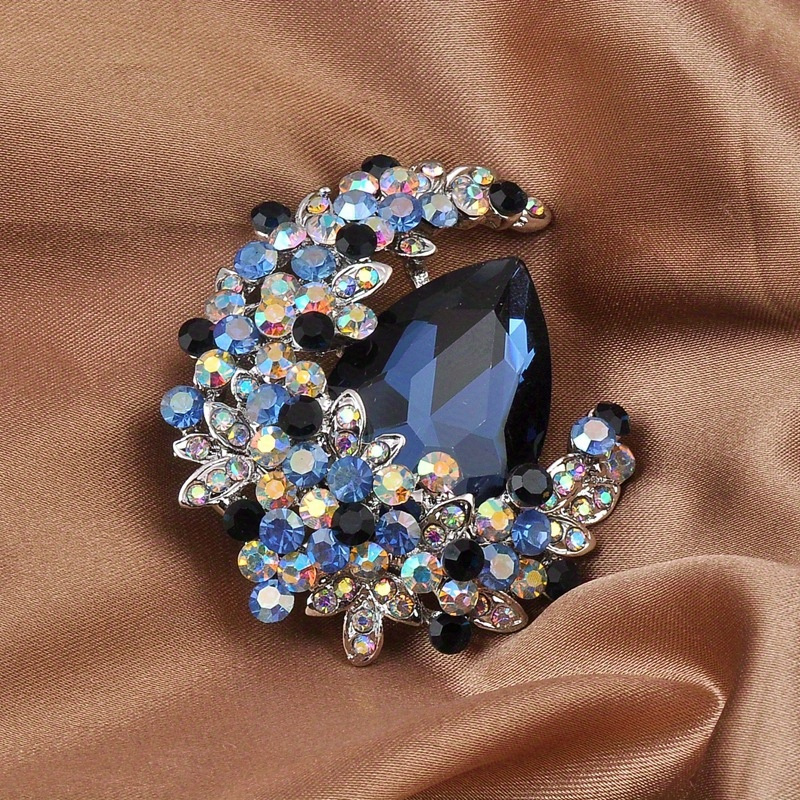 

Elegant Rhinestone Brooch Pin - Luxury Embellished Irregular Moon Design Brooch For Men And Women - Fashion Accessory