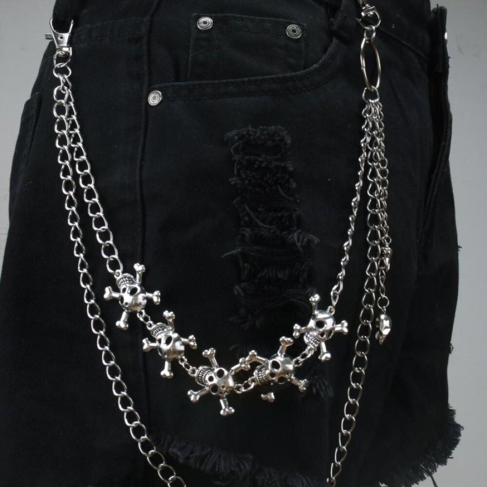 

1pc Punk Hip Hop Rock Personality Street Metal Skull Multi-layer Pants Chain Unlimited For Men And Women, Daily Street Party Bar Music Festival Wear