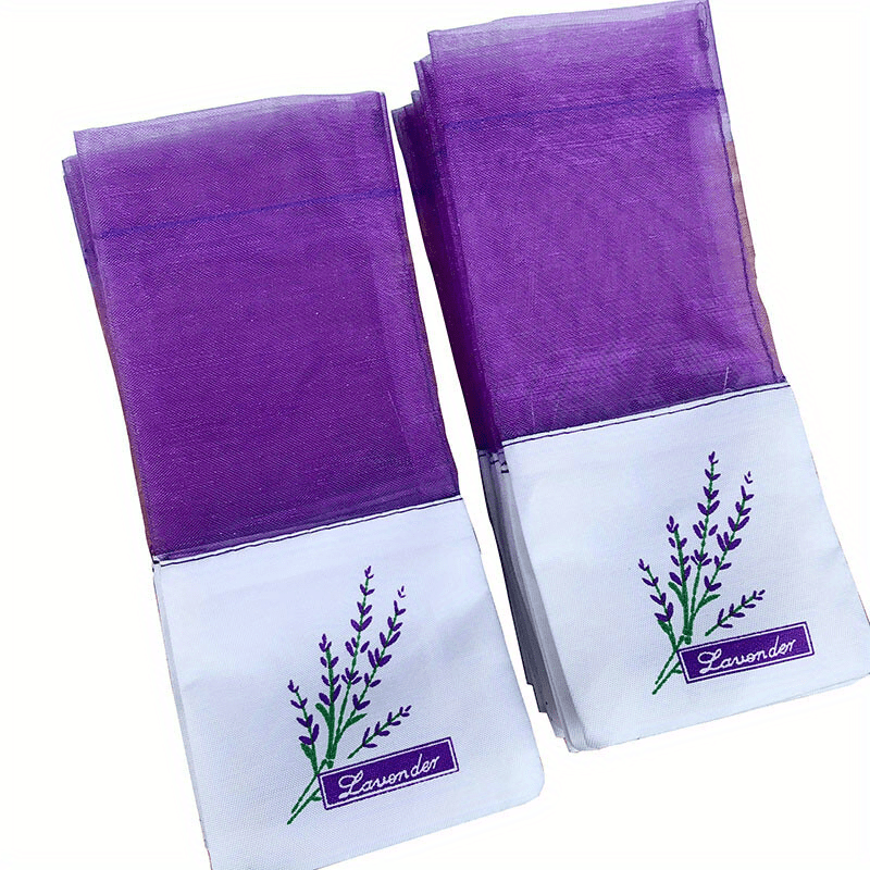 

10 Lavender Sachets - Empty Mesh Drawstring Bags, Storage Or Dried Flowers - Made Of Polyester