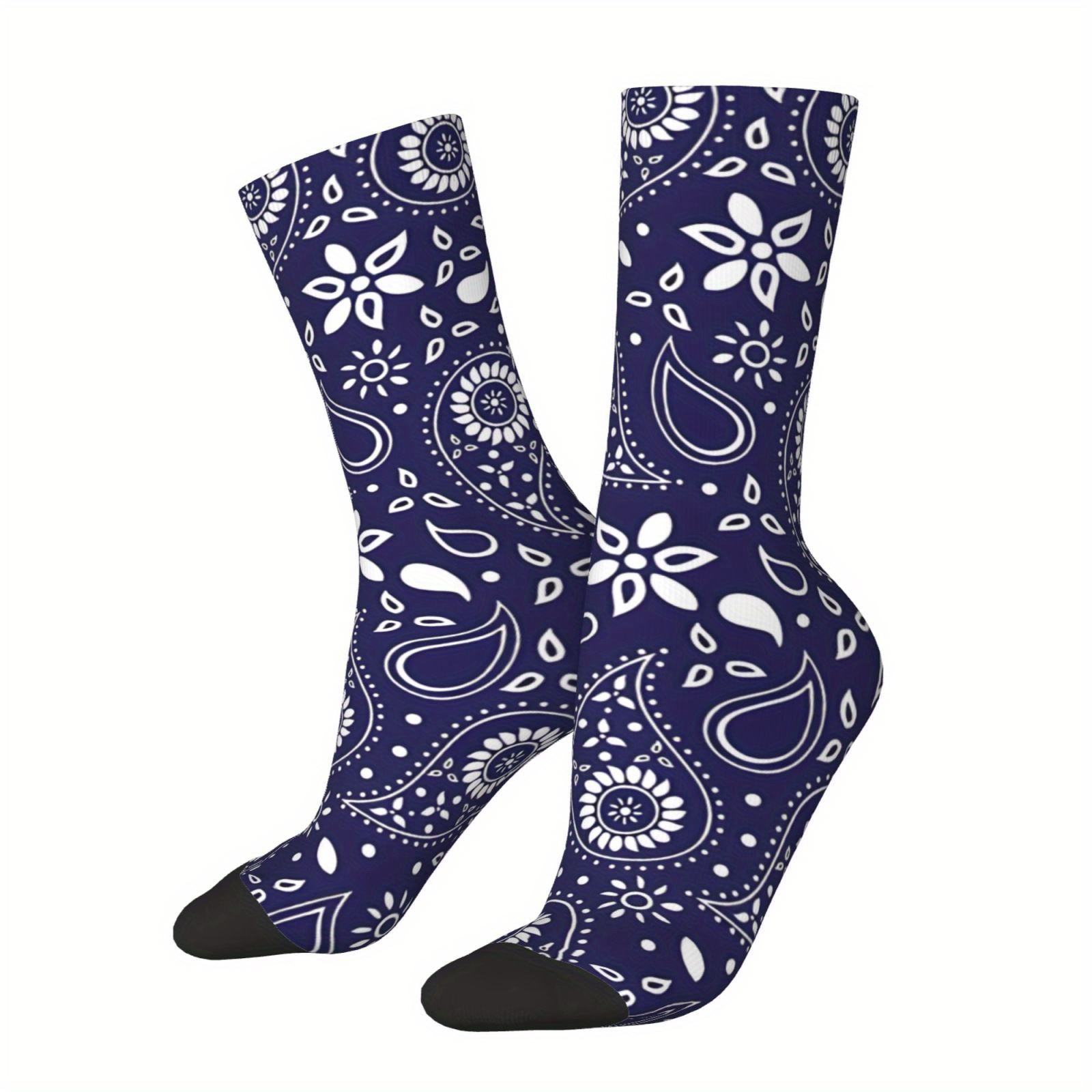 

Men's Novelty Paisley Floral Crew Socks - , Seamless, -friendly, Hip Hop Style & Gifts