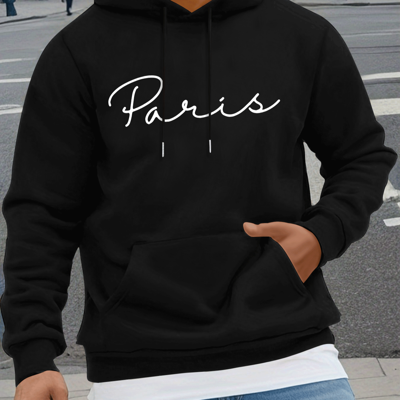 

Paris Print Men's Hoodie - Casual & Cozy Long Sleeve Pullover With Kangaroo Pocket, Stretch Fabric, Machine Washable - Perfect For Fall & Winter