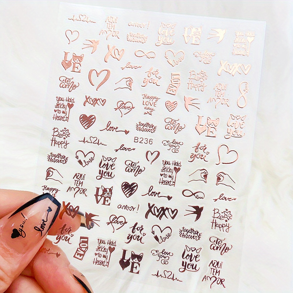Heart-Shaped LOVE Letter Nail Stickers