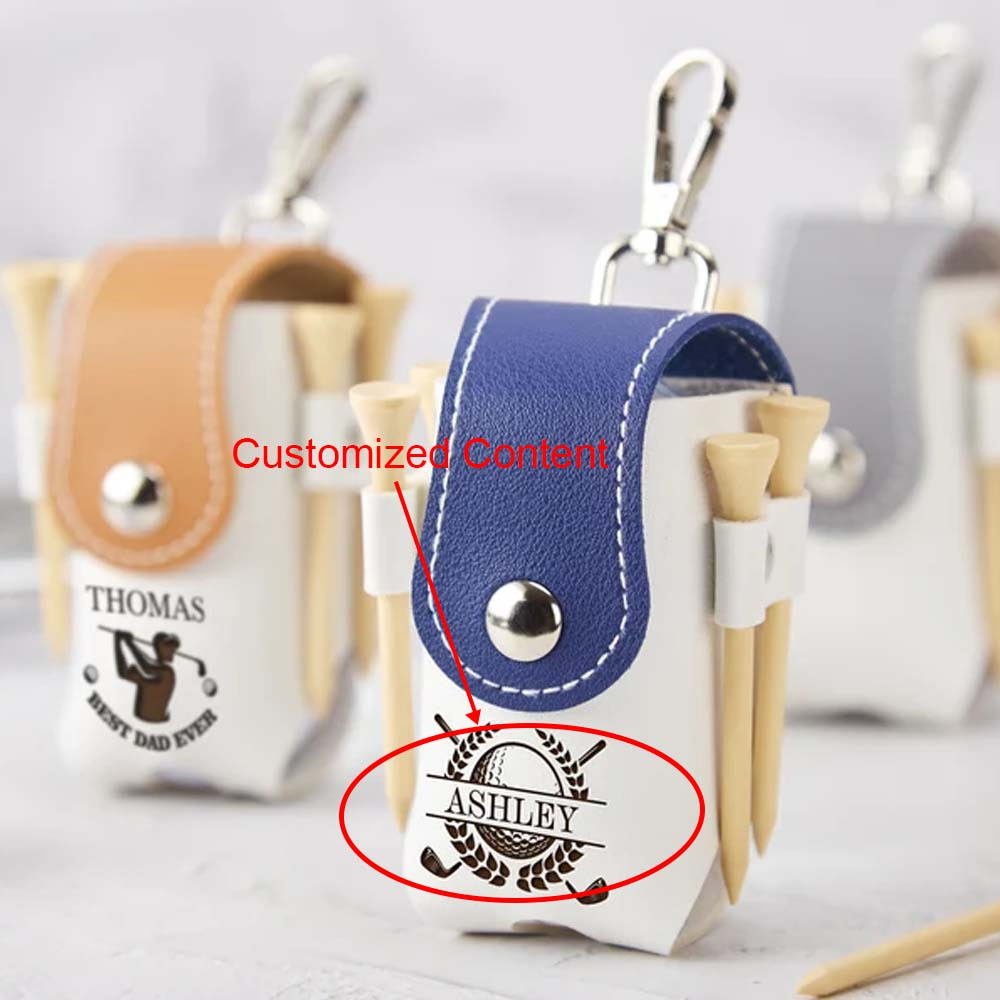 

1pc Personalized Pu Leather Golf Ball Holder With Clip - Custom Engraved Waist Golf Bag Sleeve - Portable Golf Tee Organizer - Unique Christmas