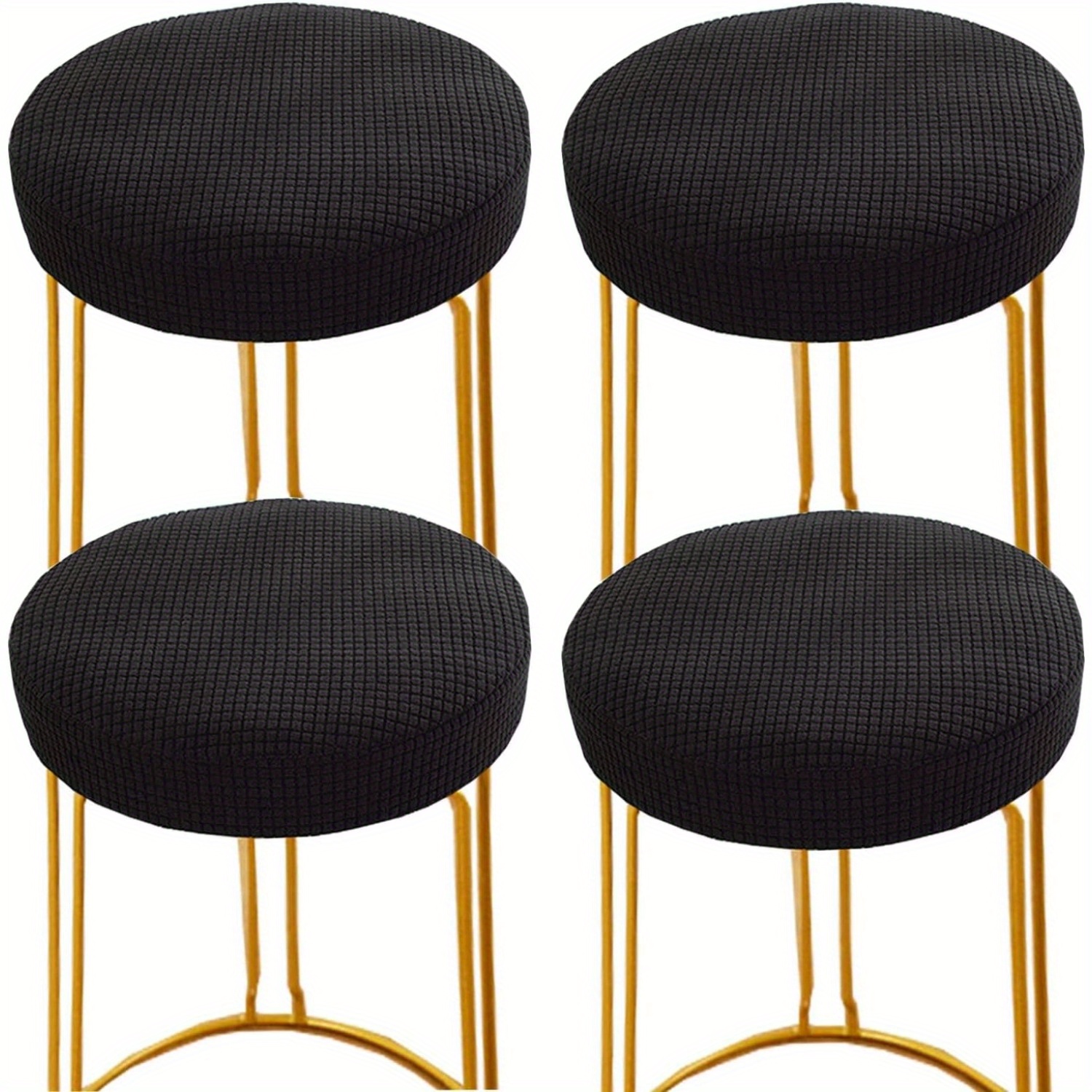 

Stool Covers Round, 4 Pack Stretch Round Elastic Bar Chair Covers Bar Stool Seat Covers Washable Stool Cushion Slipcover For 13-18 Inch Chair (black)