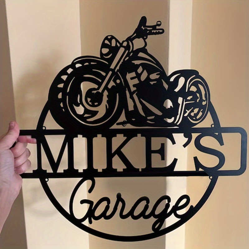 

Custom Motorcycle Garage Sign - Personalized Metal Wall Art For Man Cave, Perfect Housewarming Or Father's Day Gift