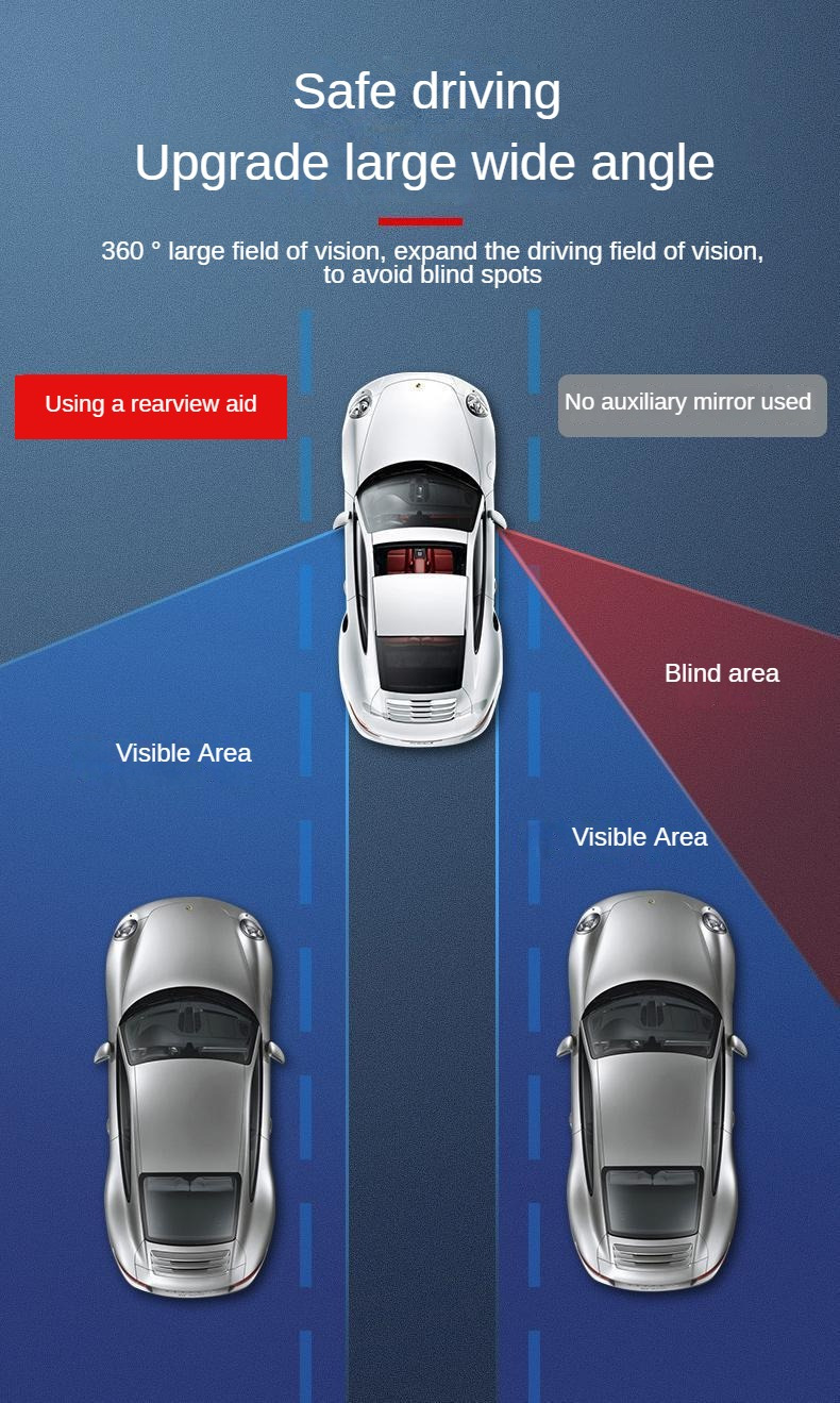 360 rotatable wide angle rearview high definition large view blind spot for all vehicles oval shape flat lens left position details 1