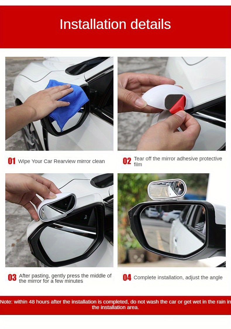 360 rotatable wide angle rearview high definition large view blind spot for all vehicles oval shape flat lens left position details 9