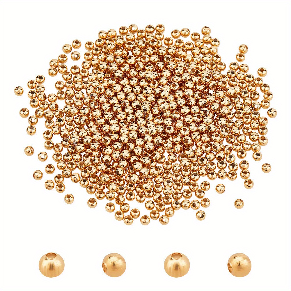 TEMU Boîte de 500 perles en acier inoxydable 304 SUPERDANT - Rond creux doré 3x3mm avec trou de 1mm pour création de bijoux, décoration de chaussures