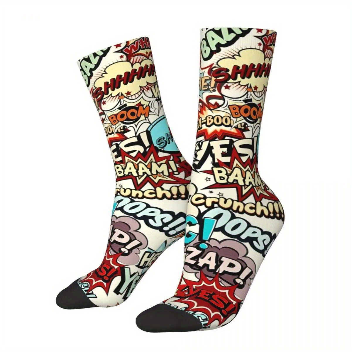 

Men's Novelty Graffiti 3d Socks - Breathable, Comfortable Polyester For Wear, Cute Socks, Digital Spray Printing