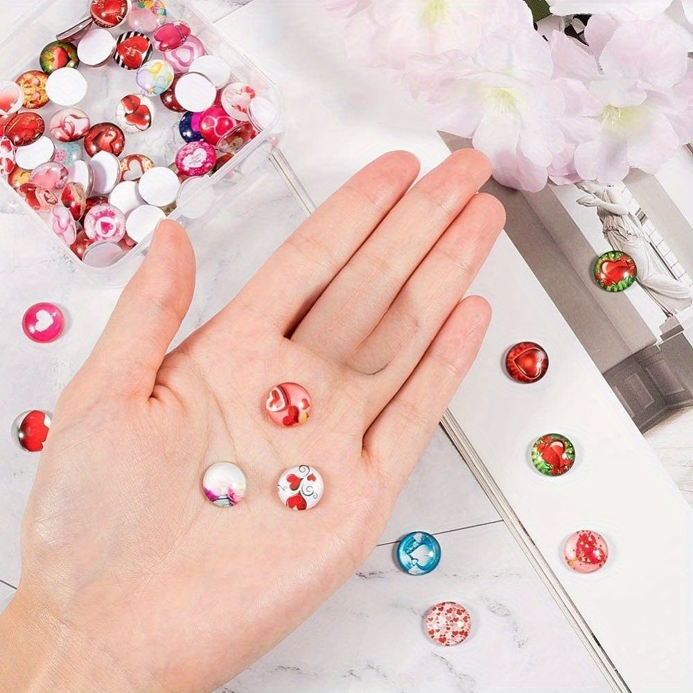 140pcs heart glass cabochons 12mm dome cabochon Temu