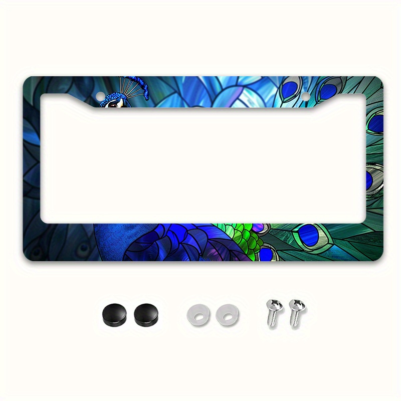 

Peacock Decorative Car License Plate Frame Cover - 6.3x12.2inch (16x31cm) - Metal - Easy To Install - Suitable For Us Vehicles