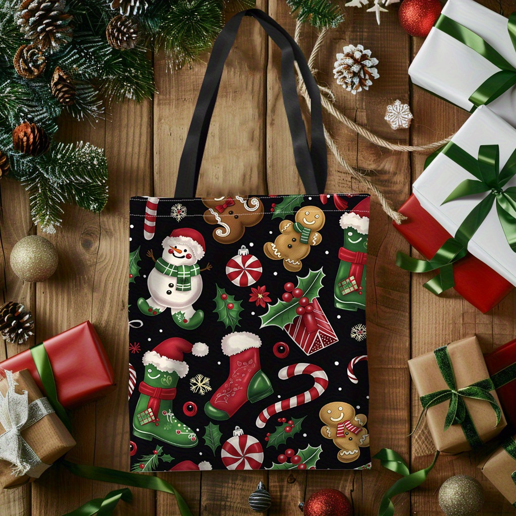 

Jit+ Christmas Printed Canvas Tote Bag - Perfect For Shopping, Reusable, And Festive Gifts For Friends And Family