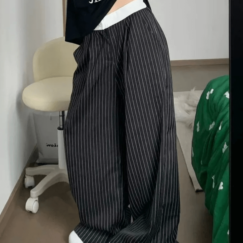 

Y2k Fashion High-waisted Wide Leg Pants For Women, Polyester Fabric, Random Print, Machine Washable, Four-season Wear