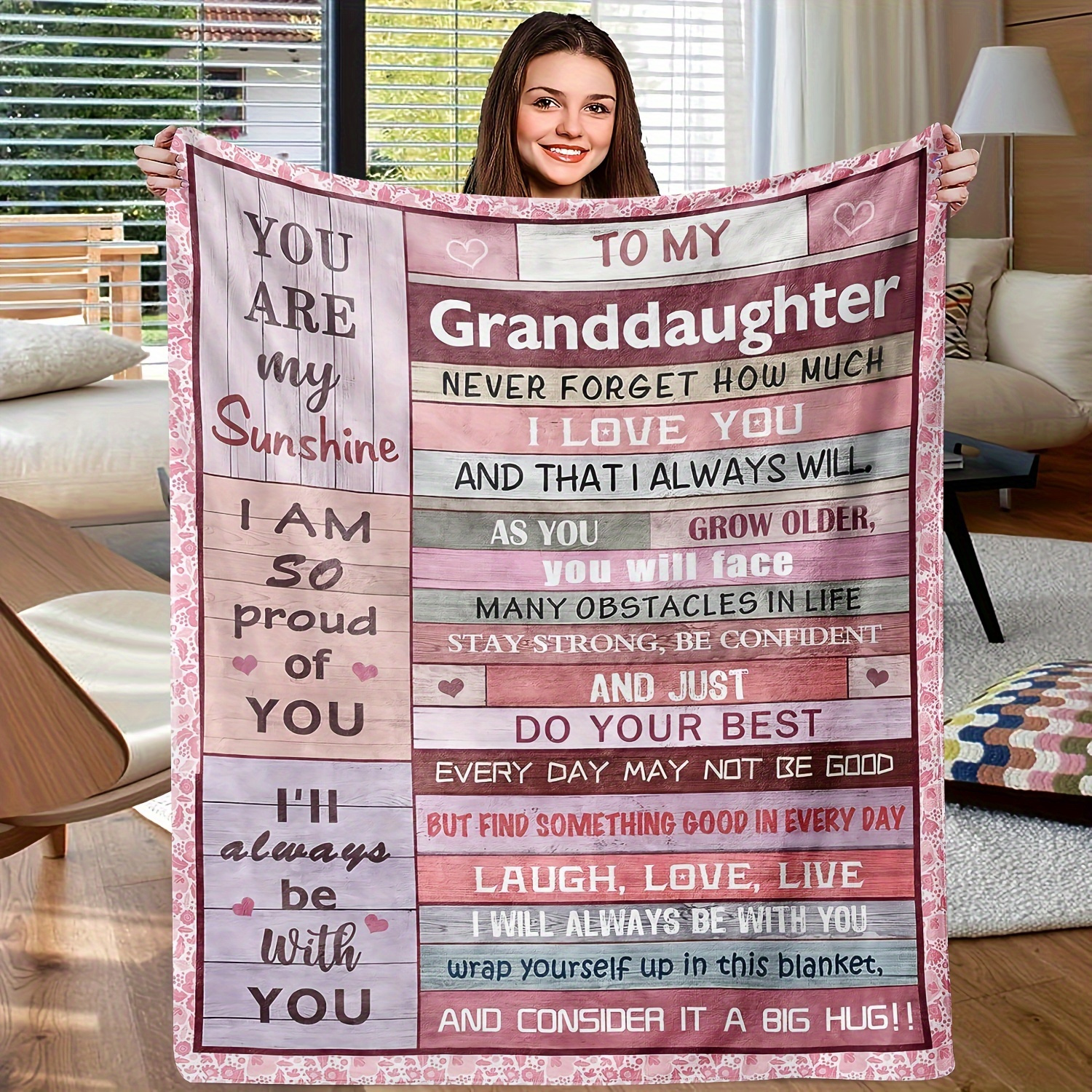 

Grandparent's Gift For Granddaughter Blanket Holiday Birthday Gift Blanket Anniversary Blanket Soft Flannel Sofa Blanket Tv Blanket 1