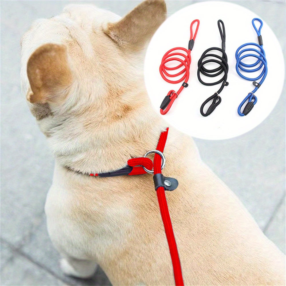 

Polyamide Dog Training Leash With Adjustable Loop Collar, Solid Pattern Restraint Traction Rope For Puppy And Cat Control, Durable Pet Walking Lead For Behavior Training