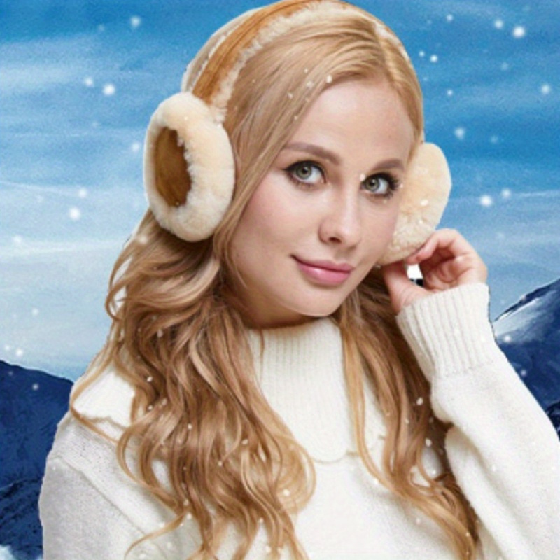 [Popular Choice] 1pc Cozy Faux Fur Ear Muffs, Soft Plush Winter Warmth, Outdoor Cold Weather Ear Protection, Fitted Suede Material, Dry Clean Only, Classic, Earmuffs details 2