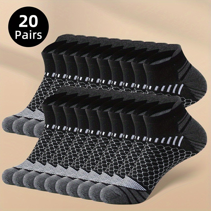 20 Pairs Men's Deodorant Absorbent Breathable Outdoor Exercise Fitness Low-top Ankle Socks For