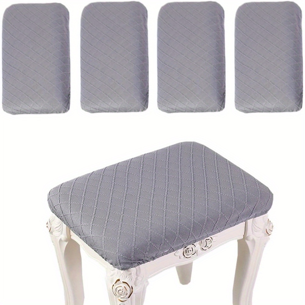 

Stool Covers Rectangle, 4 Pack Stretch Rectangle Bar Stool Covers Elastic Vanity Stool Cover Jacquard Chair Seat Slipcover Counter Stool Covers Saddle Seat Cover For Wooden Metal Bench