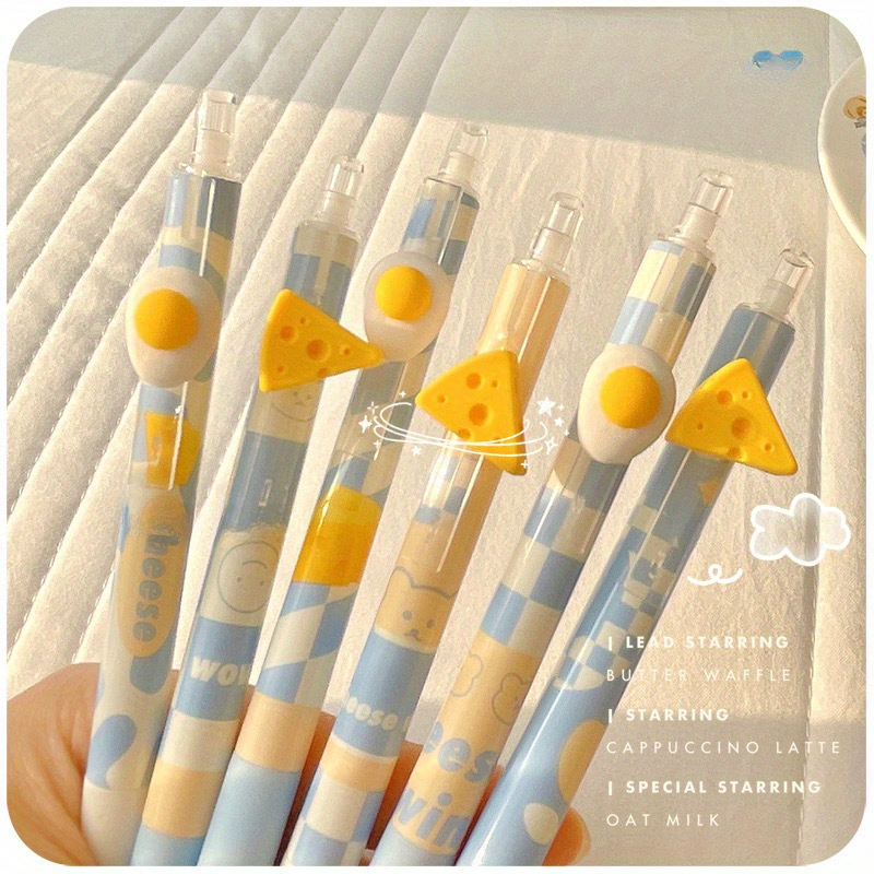 

1pc, 6pcs Sea Salt Cheese Gel Pen Set - Cute Cartoon Ballpoint Pens With Smooth Press , Creative , & Sketching - Refillable, Water-based, Attractive Colors