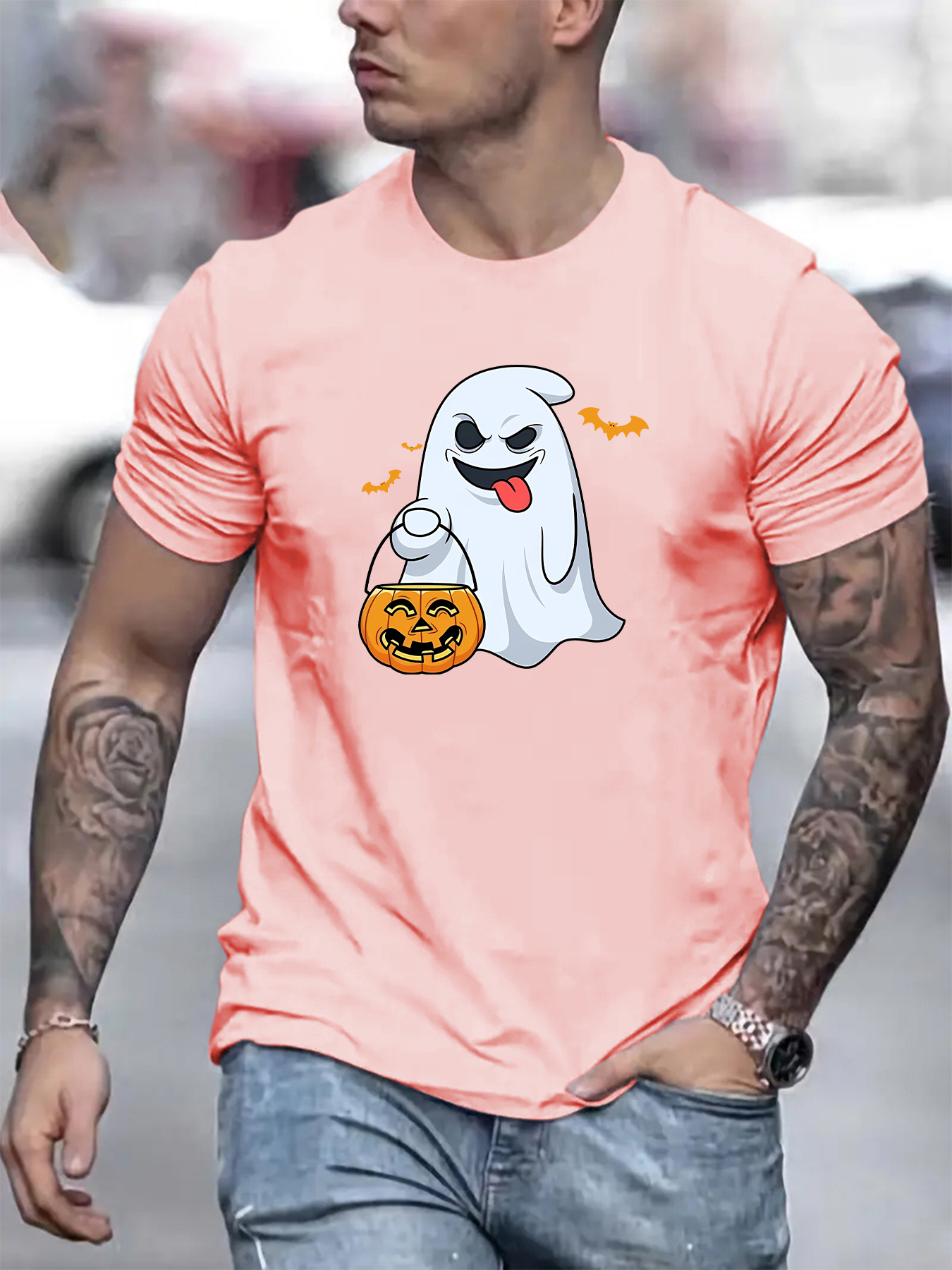 Produktbild von T-Shirts Für Herren - Halloween Tshirt Herren Lustig Kurzarm Mit Kürbis