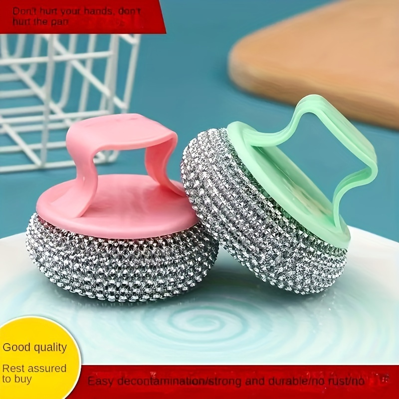 1pc, Dish Scrub Brushes, Kitchen Pot Washing Brush, Pot Cleaning Ball Brsuh, Pan Washing Brush, Hand Strap Handle, New Steel Ball Brush, Pot Brush, Kitchen Stuff