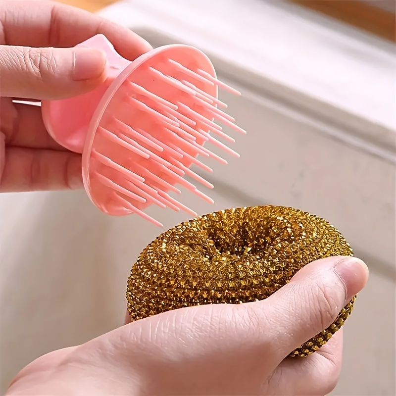 1pc, Dish Scrub Brushes, Kitchen Pot Washing Brush, Pot Cleaning Ball Brsuh, Pan Washing Brush, Hand Strap Handle, New Steel Ball Brush, Pot Brush, Kitchen Stuff