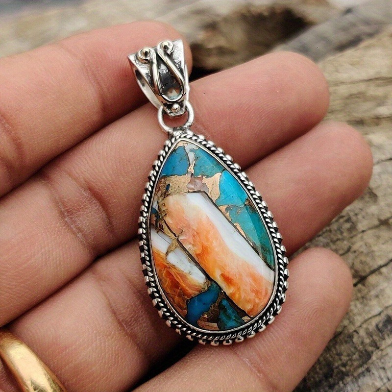 A Vintage And Gorgeous Turquoise Fashion Pendant With Random Main Stone Pattern Is Perfect For Anniversary Celebrations And Birthday Parties