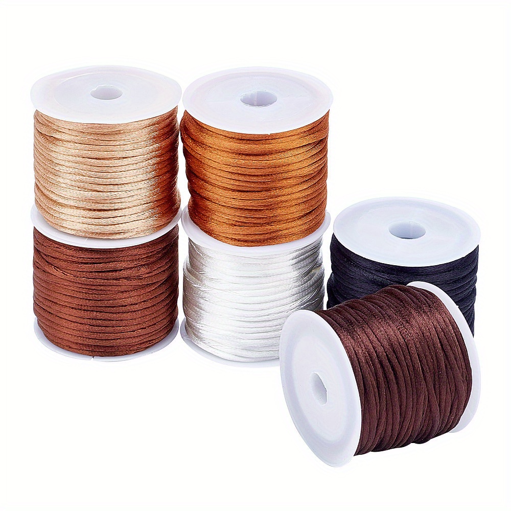 TEMU 1set 6rolls 2mm Nylon Satin Cords 6 Color Rat Tail Cord Jewelry Making Necklace Beading Macrame Knotting Bracelet Making Dream Catchers 65 Yards