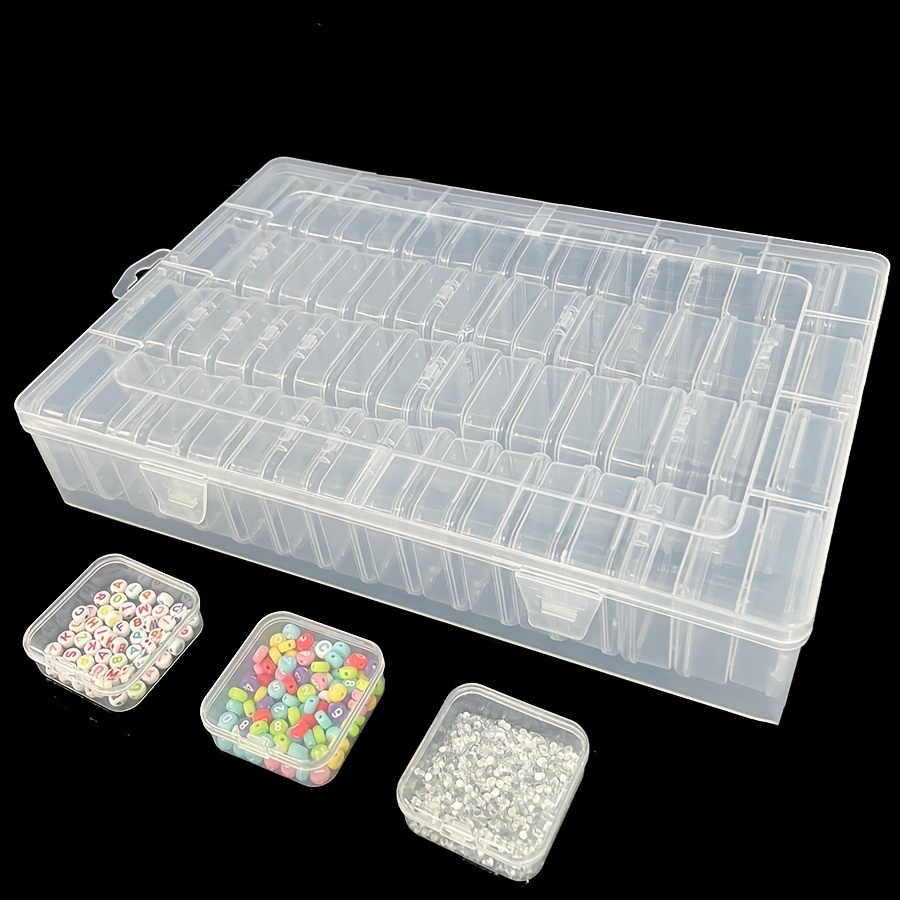 

64-grid Plastic Storage Box Organizer Set, Transparent Stackable Containers For Crafts, Beads, Sewing Supplies, Art Storage And Transport, Plastic Material