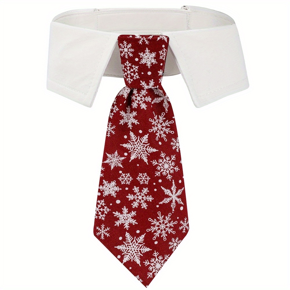 Image of Chic British-inspired Christmas Dog Collar With Tie - Holiday Pet Accessory