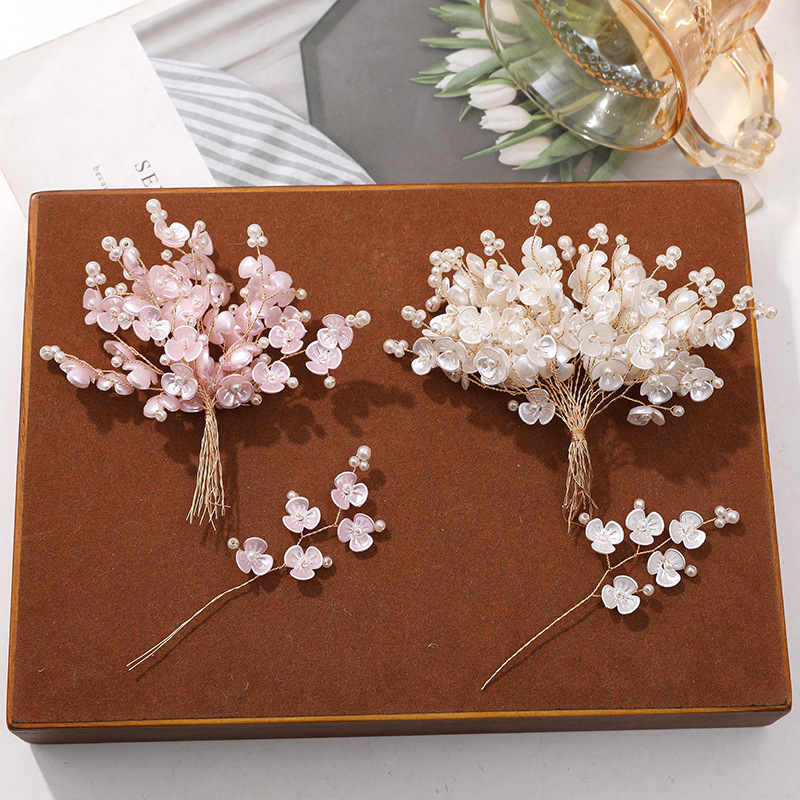 

Antique Pearl Flower Bouquet Diy Hairpins: Hand Woven Bead Hair Accessories, Vase Fillers, Home Decorations - 3 Pcs Set