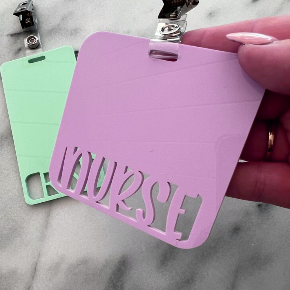 

Personalized Acrylic Id Badge For Nurses, Teachers, And Friends - Includes Clips For Attaching To Lanyards