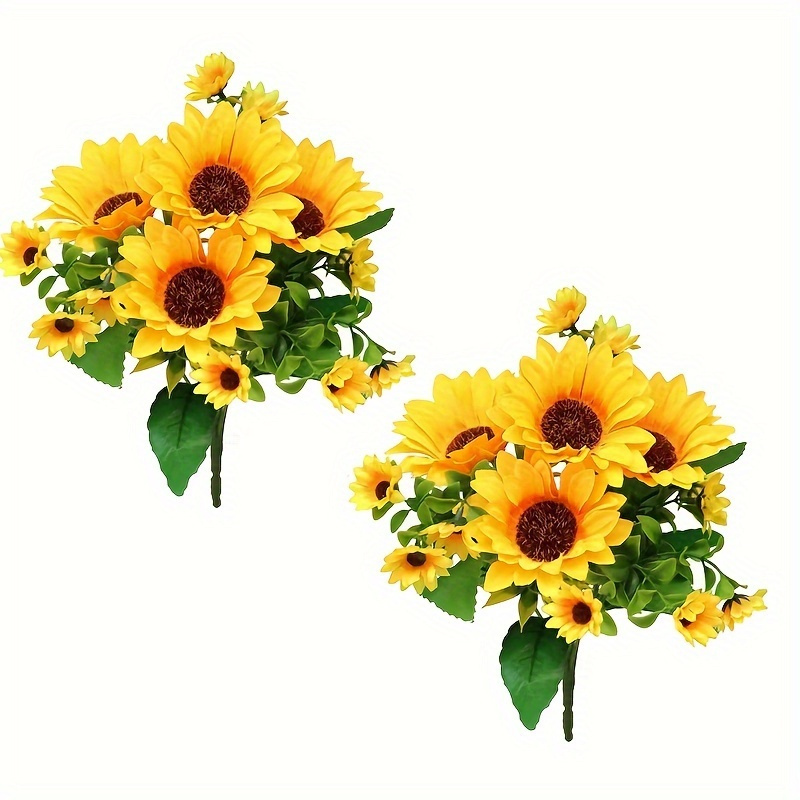 

2pcs Simulation 13-head Sunflower, Simulation Flower Sunflower Bouquet, Room Garden Decorative Fake Flower, Photography Photo Props, Wedding Decoration Decoration