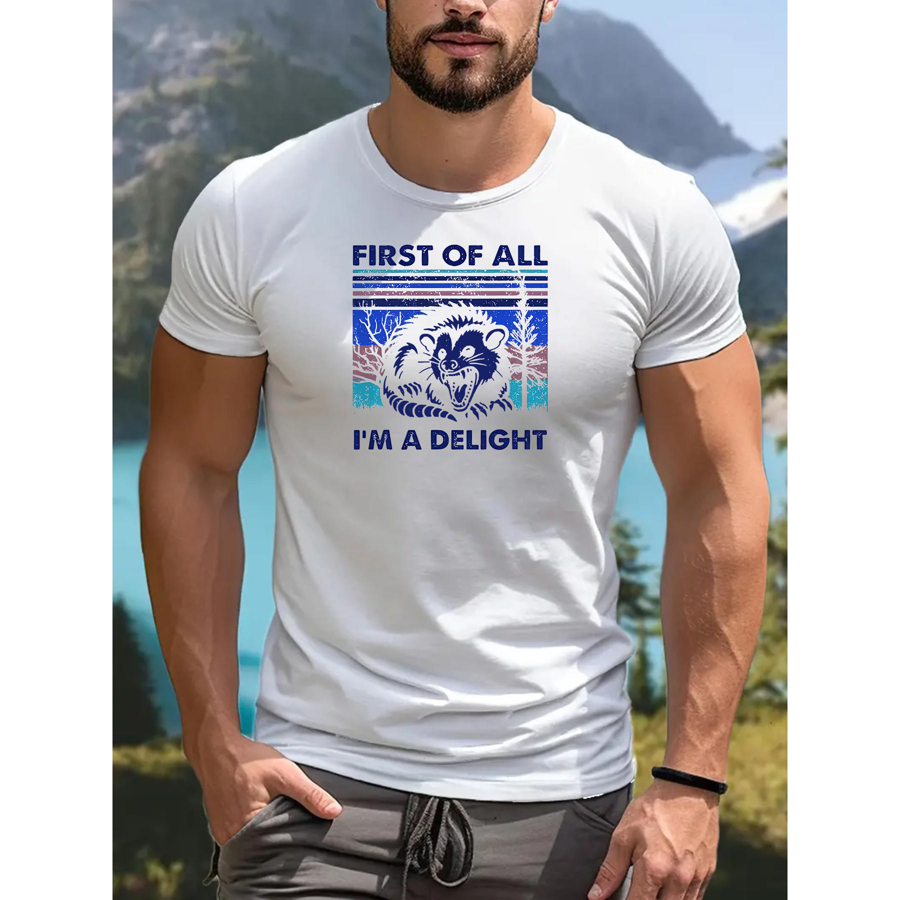 

I'm A Delight, Print Men's Casual Tee Shirt, Cool Versatile Short-sleeved Top For Summer
