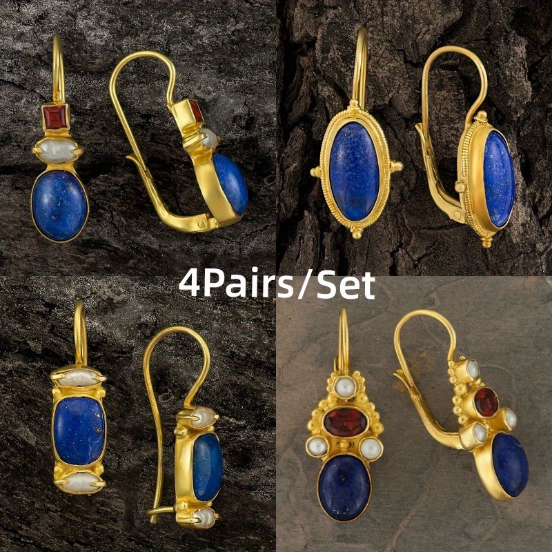 

4pairs/ Set For Women Gold Drop Hypoallergenic Jewelry