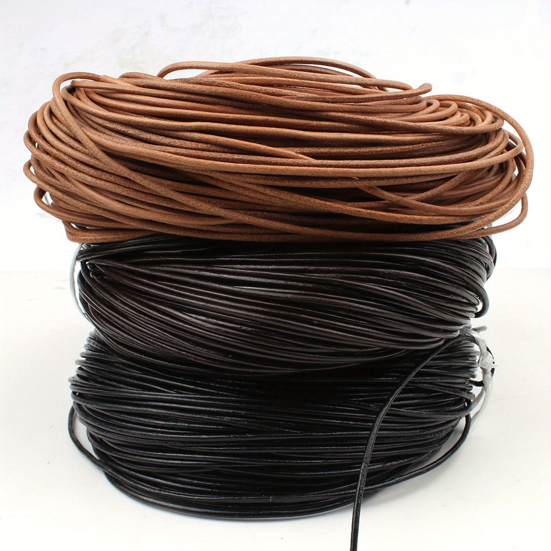 

Calfskin Leather Beading Cord Inelastic Round Thread For Jewelry Making, Necklace, Bracelet Crafts - 5 Meters/pack