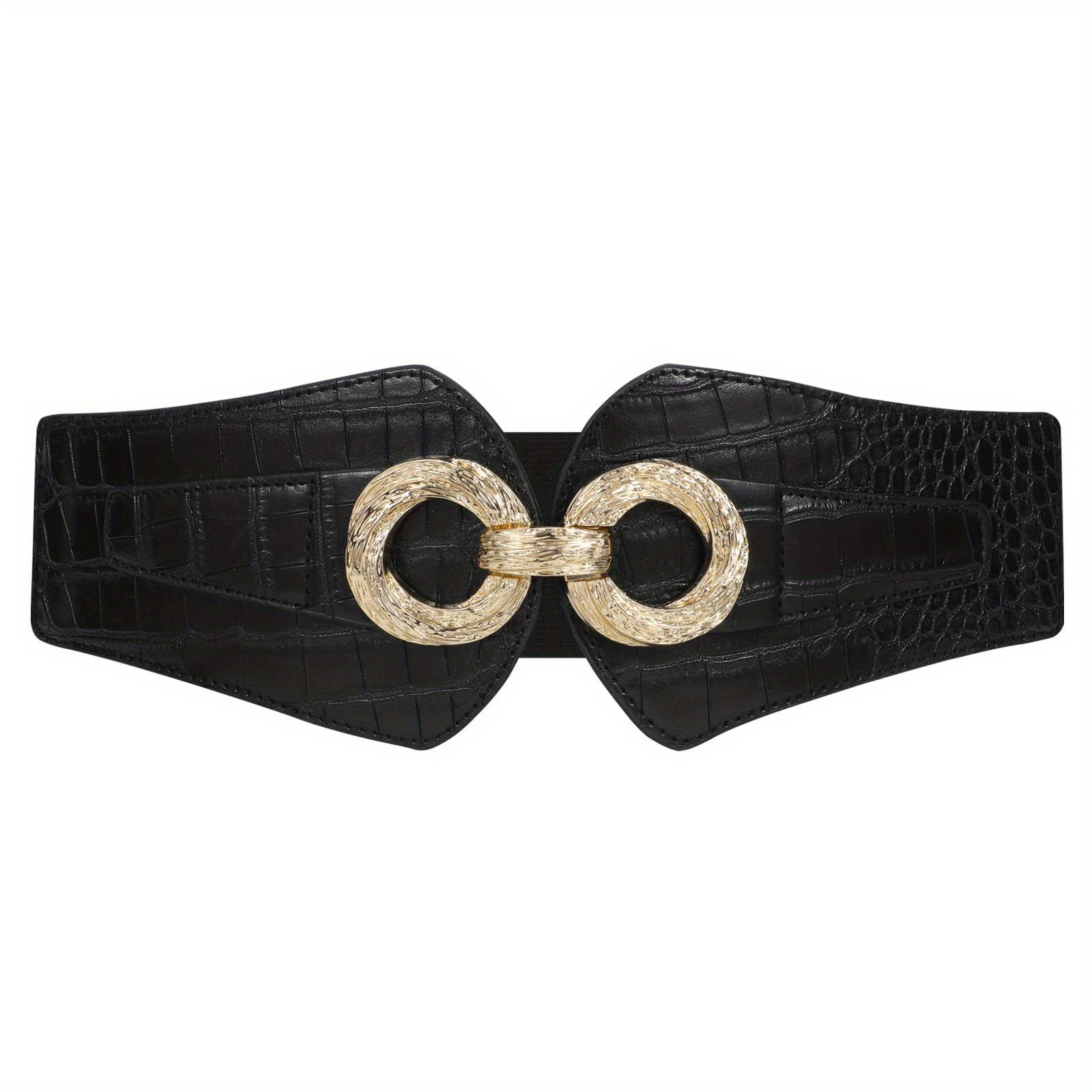 womens elastic belt dresses wide cinch stretch black - Temu