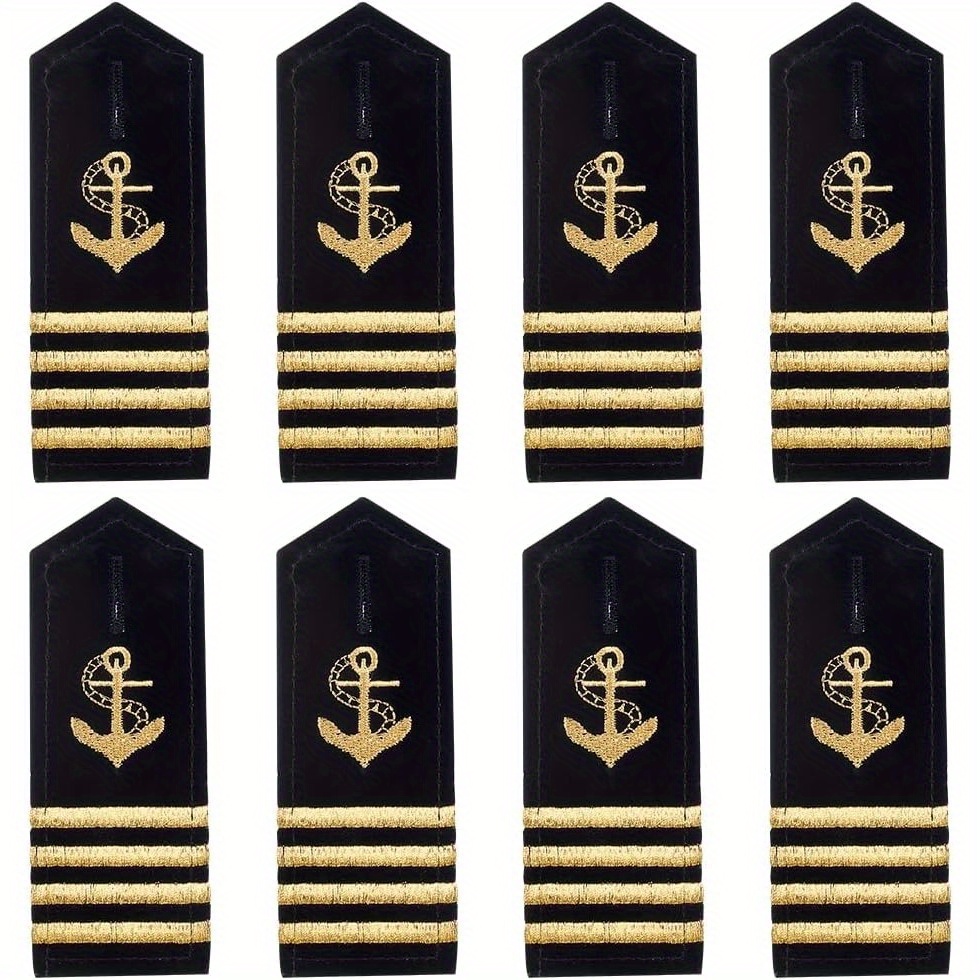 

4 Pairs Epaulets Anchors - Shoulder Boards For , & Pilots - For Cosplay, Halloween & Parties