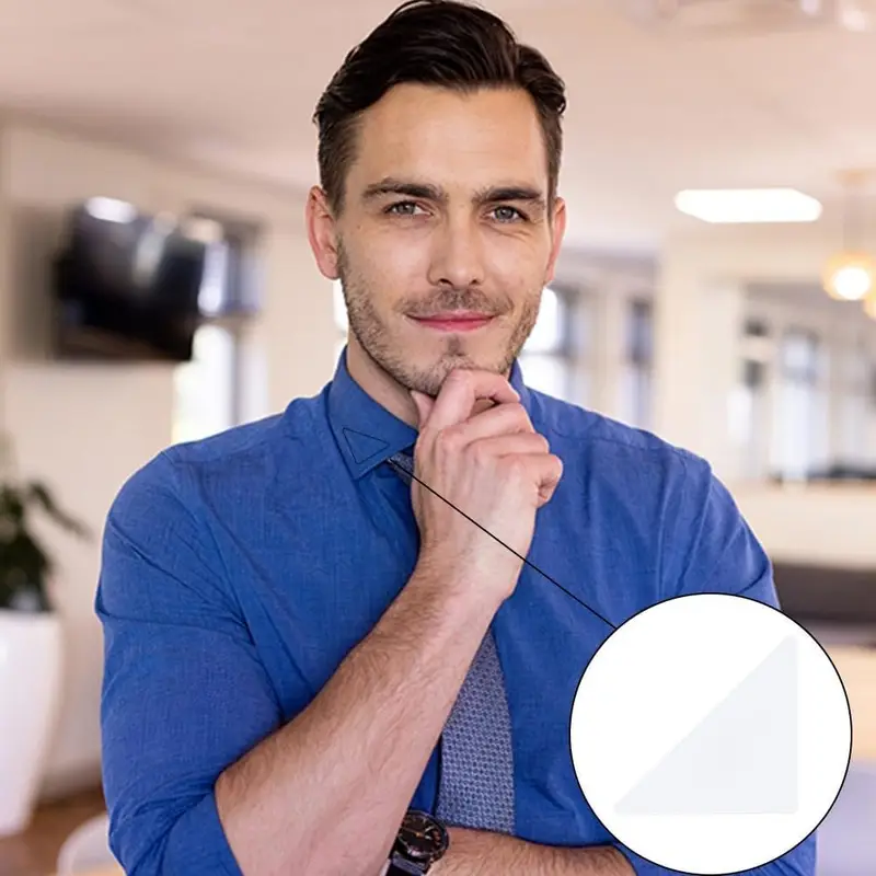 dress shirt collar shaper Adhesive Collar Stays, 10 Pcs PVC Anti-Curling Shaper, No-Roll Shirt Support, Easy Stick Accessory to Fix Floppy Collar on Dress Shirts and Polo Tops 2.7x1.4 inch,White