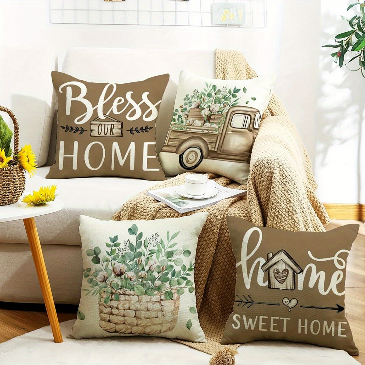 

4- , Zippered Polyester Polyester , Decorative Sofa & Pillowcases For & Christmas