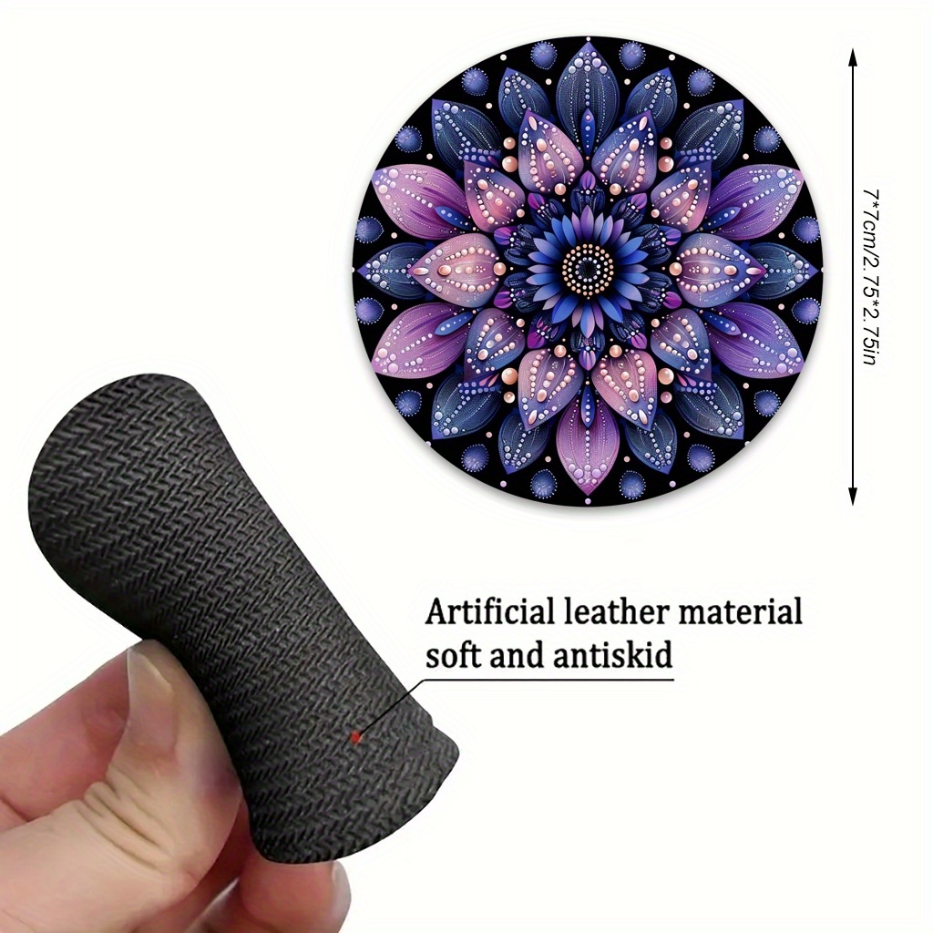 2pcs Purple Mandala For Lotus Art Car Coasters Mandala Flower Aesthetics Interior Decor -- Coffee Coaster Kettle Coaster New Year Decor Christmas Ornament Wedding Souvenir Gift For Dad